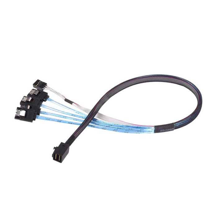 Silverstone 60cm SST-CPS05-RE 12Gb MiniSAS HD SFF-8643 to SATA 7pin+ Sideband Cable - Reverse Breakout