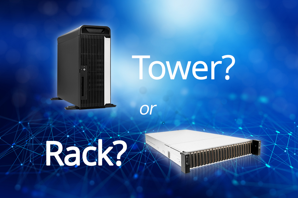 What is the difference between a rack and tower server?