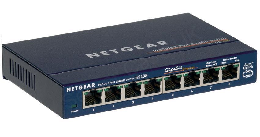 Netgear GS108 8 Port 10/100/1000 Gigabit Ethernet Desktop Switch