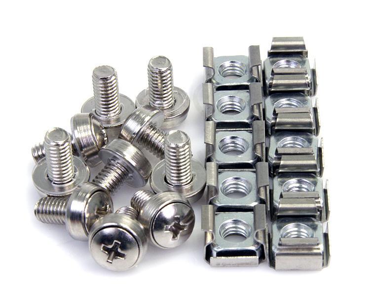 StarTech M6 Mounting Screws and Cage Nuts for Server Rack Cabinet (Pack of 100)