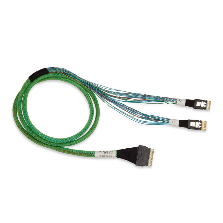 1m Broadcom 05-60004-00 Slim SAS x8 SFF-8654 to Two x4 SFF8654 Slim SAS Cable