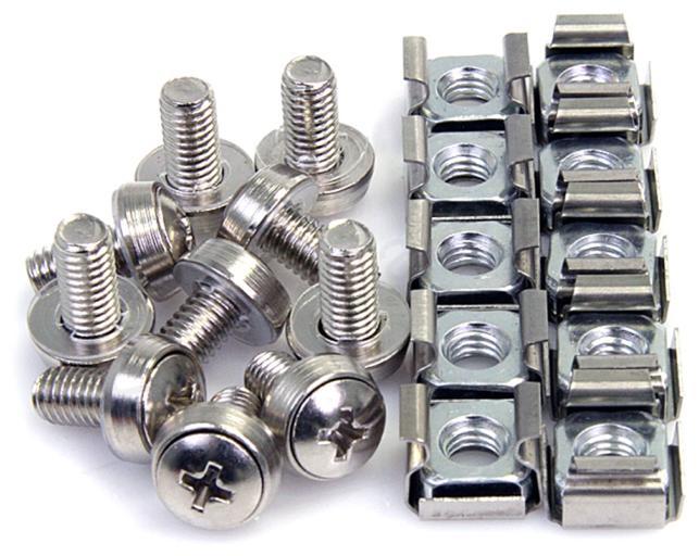 StarTech M6 Mounting Screws and Cage Nuts for Server Rack Cabinet (50 Pack)